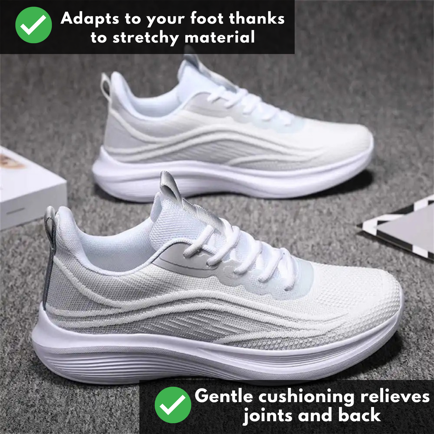 Ergonomic running shoe with cushioning & posture control